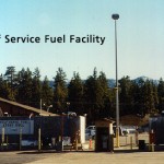 Photograph of the Big Bear Airport self-serve fuel area.